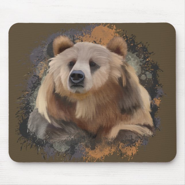 Wildlife Grizzly Bear Earth Tones Spritzer Mousepad (Vorne)