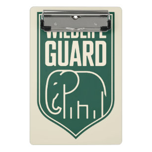 "Wildlife Guard" Minimalistisches Elefantenschild- Mini Klemmbrett
