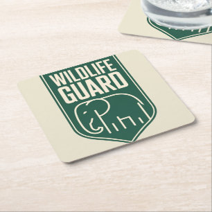 "Wildlife Guard" Minimalistisches Elefantenschild- Rechteckiger Pappuntersetzer