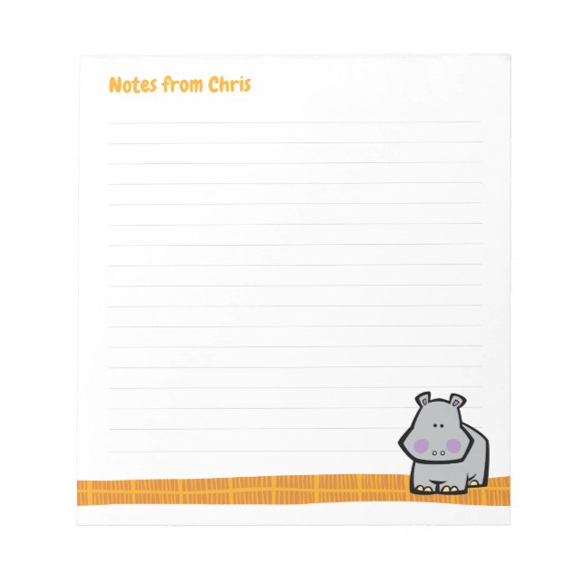 Wildlife Hippo Note Pad Notizblock (Vorderseite)