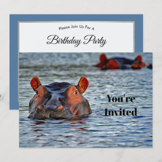 Wildlife Hippo Water Foto Geburtstag Einladung