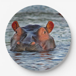 Wildlife Hippo Water Foto Pappteller