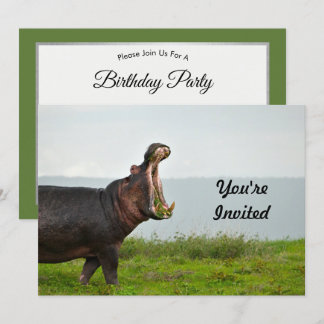 Wildlife Hippopotamus Foto Geburtstag Einladung