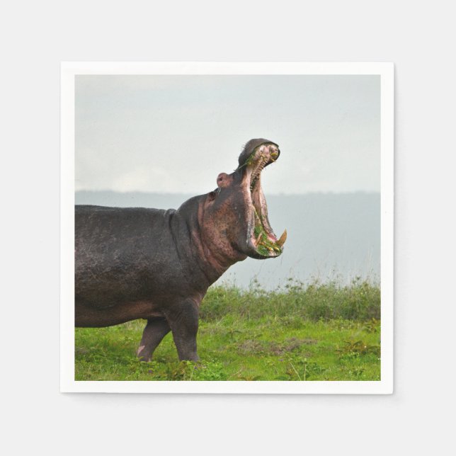 Wildlife Hippopotamus Foto Serviette (Vorderseite)