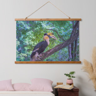 Wildlife Hornbill Bird Wandteppich Mit Holzrahmen