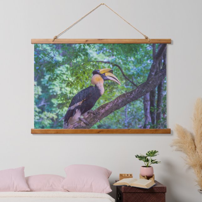 Wildlife Hornbill Bird Wandteppich Mit Holzrahmen (Schlafzimmer)
