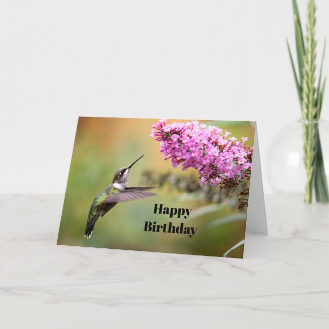 Wildlife Hummingbird Floral Foto Geburtstag Karte (Vorderseite)