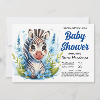 Wildlife Joyful Adventure Zebra Boy Baby Shower Einladung