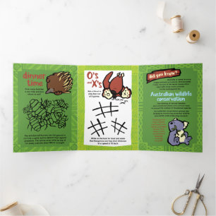 Wildlife Kanagroo Puzzle Grußkarte dreimal  Dreifach Gefaltete Urlaubskarte