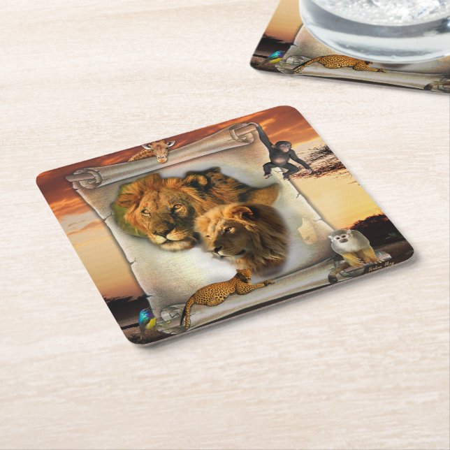 Wildlife Lion aus Afrika Rechteckiger Pappuntersetzer (angewinkelt)