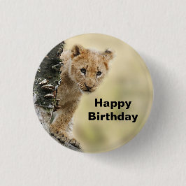 Wildlife Lion Cub Foto Geburtstag Button