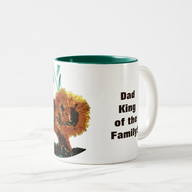Wildlife Lion Personalisiert Vater Zweifarbige Tasse (VorderseiteRechts)