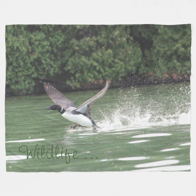 Wildlife Loon Throw Blanket Fleecedecke (Vorderseite (Horizontal))
