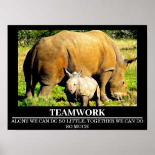 Wildlife Motivierend Posters Rhinos Teamwork Poster