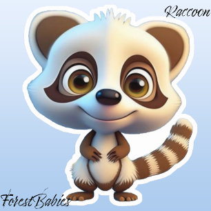 Wildlife Raccoon Woodland Animal Cartoon Graphic Aufkleber