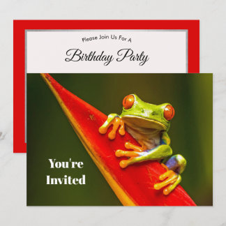 Wildlife Red Mit Augen Tree Frog Foto Geburtstag Einladung