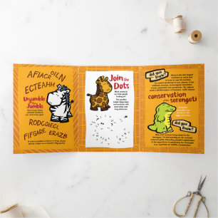 Wildlife Rhino Puzzle Grußkarte Trifold Dreifach Gefaltete Urlaubskarte