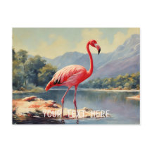 Wildlife Rosa Flamingo Fluss Berg Vintage