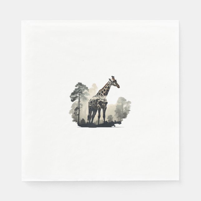 Wildlife Safari Adventure - Giraffe im Wald Serviette (Vorderseite)