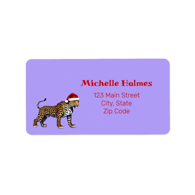 Wildlife Safari Animal Leopard Weihnachtsmannmütze Adressaufkleber (Vorne)