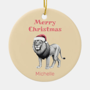 Wildlife Safari Animal Lion Weihnachtsmannmütze We Keramik Ornament