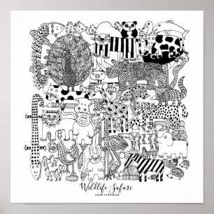 Wildlife-Safari-Illustration Poster