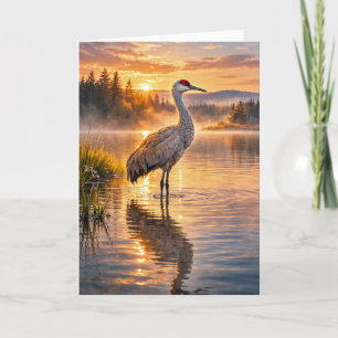 Wildlife Sandhill-Kranich Reflektierende Seeszene Karte