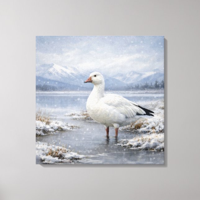 Wildlife Snow Goose Winter Snowfall Leinwanddruck (Vorderseite)