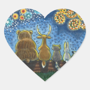 WILDLIFE TIERE, 4. JULI-KARRIERE, NIEDLICH Herz-Aufkleber