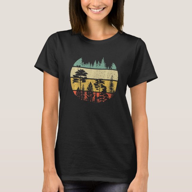 Wildlife Trees  Outdoors Nature Retro Forest T-Shirt (Vorderseite)