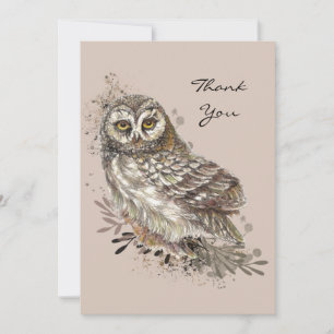 Wildlife Watercolor Art, Owl, Bird Karte