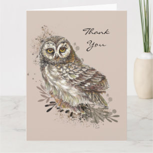 Wildlife Watercolor Art, Owl, Vogelkarte Karte
