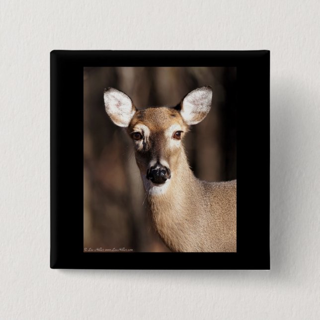 Wildlife Whitetail Deer Doe Portrait Button (Vorderseite)