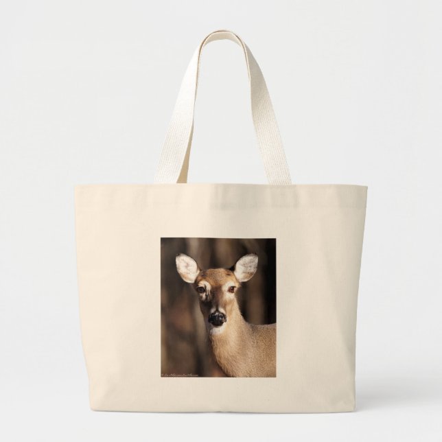 Wildlife Whitetail Deer Doe Portrait Jumbo Stoffbeutel (Vorne)