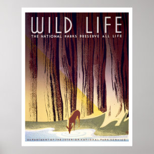 Wildlife-WPA-Plakat (Hirsch) Poster
