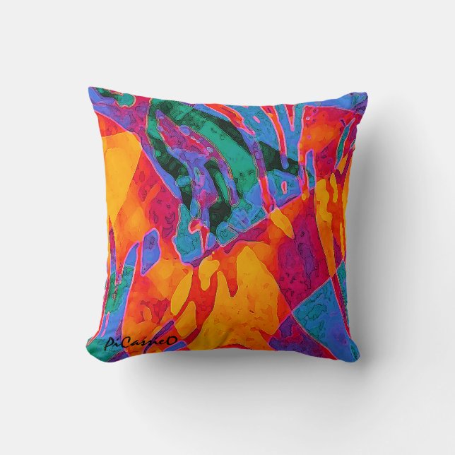 Wildly Colorful Abstract Art Pillow by PiCassieO Kissen (Vorderseite)