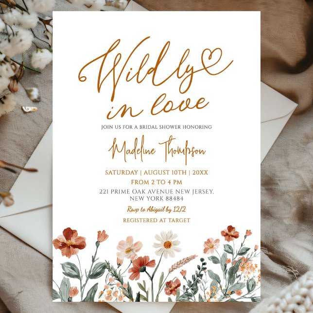 Wildly in Love Fall Wildflower Bridal Shower Einladung (Von Creator hochgeladen)