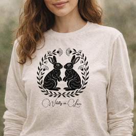 Wildly in Love | Linocut Rabbits Romantic Tri-Blend Shirt