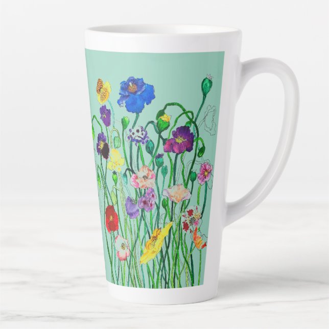 Wildmohnwasserfarbe Milchtasse (Rechts)