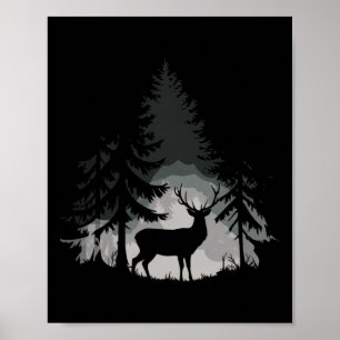 Wildnis Hirsch Wald Wildtiere Natur Draußen Poster