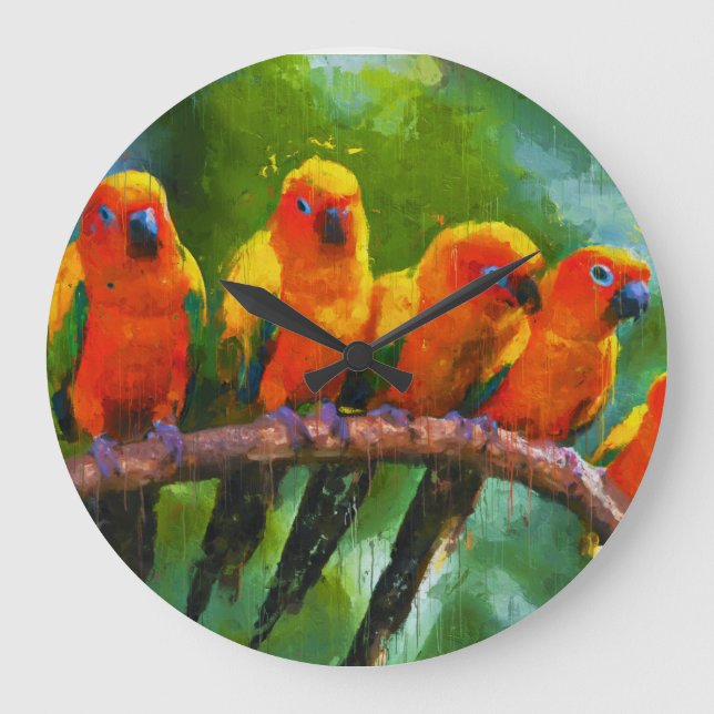 WILDPAPAGEIEN WANDUHR (Vorderseite)