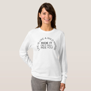 Wildpferd Grafik schwarzer Text Slogan T-Shirt