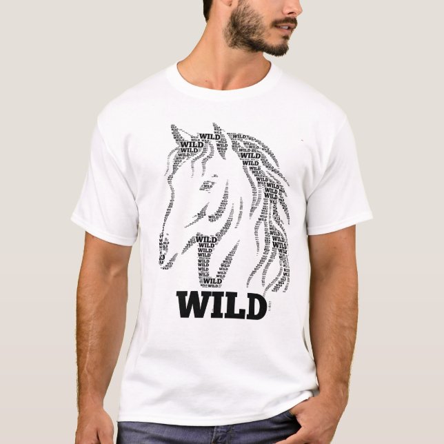 Wildpferd-Typografie T-Shirt (Vorderseite)