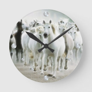 Wildpferde Fraktal Wall Clock Runde Wanduhr