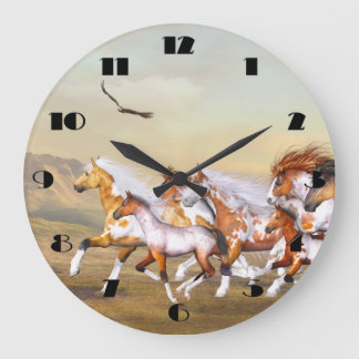 Wildpferde Große Wanduhr