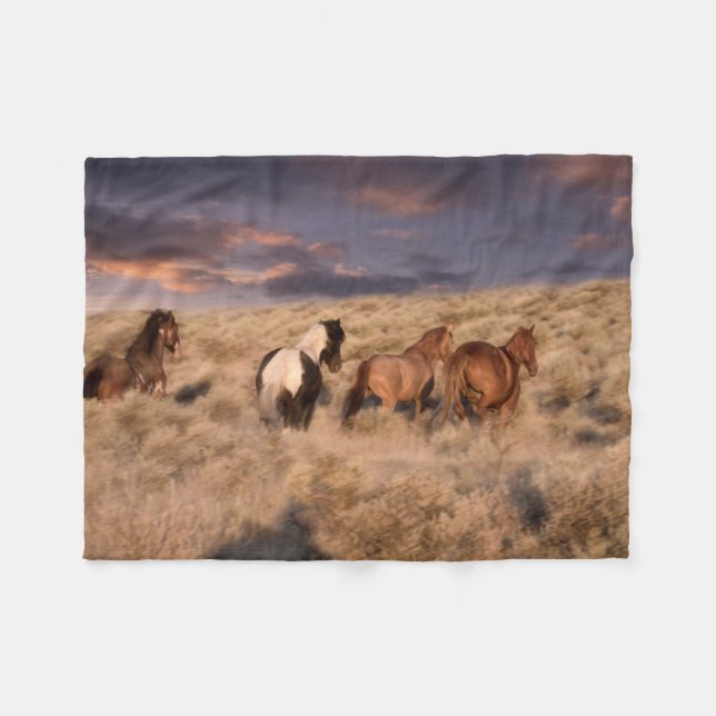 Wildpferde laufen fleecedecke (Vorderseite (Horizontal))