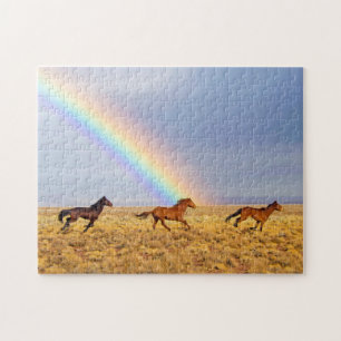 Wildpferde mit Regenbogen Puzzle