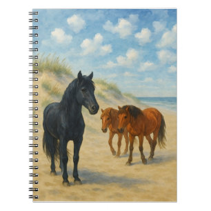 Wildpferde von Corolla North Carolina Aquarell Notizblock