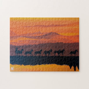 Wildpferde von Montana Gemälde von Alfred Fox Puzzle