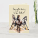 Wildpferde Western Birthday Brother Farm Animal Karte<br><div class="desc">Wilder Western Pferde Geburtstag Bruder Tiere Dinge,  die Sie genießen für den,  der Pferde Liebe</div>
